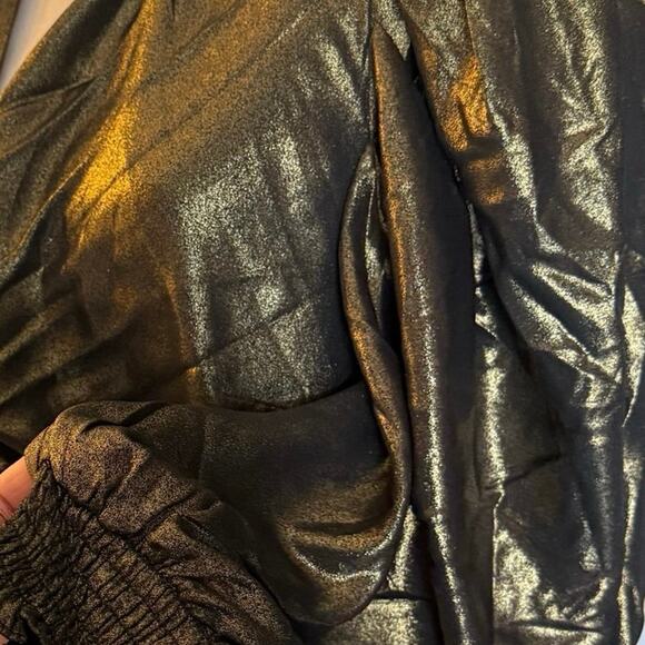 City Chic Opulence Bronze mixed media gold black dress plus size 18 M medium - Picture 9 of 13